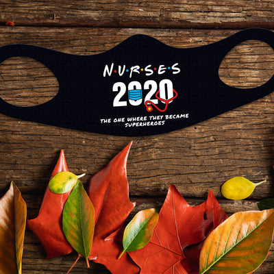 Nurses 2020 Face Mask Fitted Sublimation All Over Print - Black