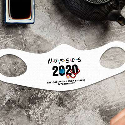 Nurses 2020 Face Mask Fitted Sublimation All Over Print - White