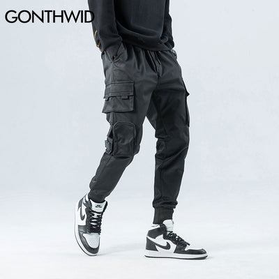 GONTHWID Side Zipper Pockets Cargo Harem Joggers Pants Men 2022 Hip Hop Casual Harajuku Streetwear Sweatpant Trousers Male Pants