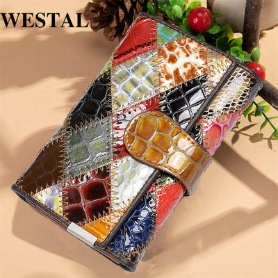 WESTAL Women&#39;s Purse Leather Wallet for Women Small Clutch Boho Purses Coins and Cards Hasp Coin Wallet Women Ladies Wallet 4203