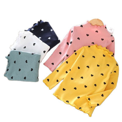 New Cotton Autumn Baby Girls Clothes T Shirts Winter Turtleneck Collar T Shirt For 1-6Y Kids Long Sleeve T-shirt Baby Girls Tops