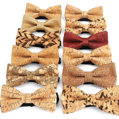 New Cork Wood Fashion Bow Ties Mens Novelty Handmade Solid Neckwear for Mens Wedding Party Man Gift Accessories Men Bowtie