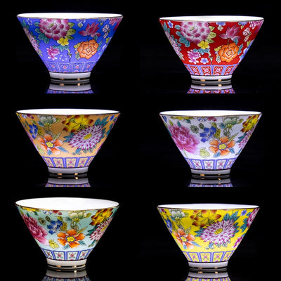 4 pcs/set Jingdezhen Exquisite Pastel tea cup Ceramic Hand painted teacup Master Cup Personal Cup Office household tea set