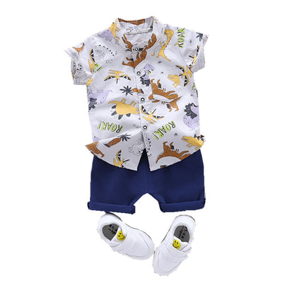 New Fashion Summer Baby Boys Girls Clothes Infant Cartoon Dinosaur Print T-shirt Shorts 2pcs/sets Kids Suits Children's Garment