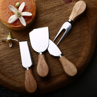 4pcs/set Wood Handle Knife Sets Bamboo Cheese Cutter Slicer Kitchen Cheedse Stainless Steel Knife Kitchen Cooking Accessories