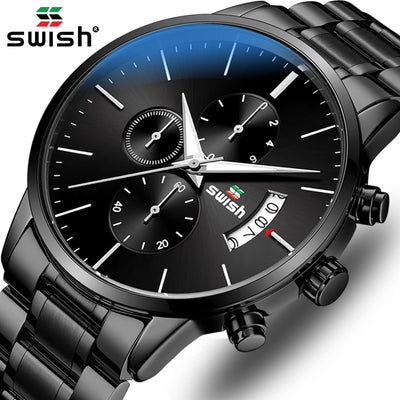 SWISH Men Watch 2022 Waterproof Stainless Steel Sport Quartz Clock Men&#39;s Watches Top Brand Luxury Man Wristwatch
