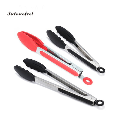 7/9/12 Inch Silicone Barbecue Grilling Tongs for Bread Salad Serving Food Clips BBQ Utensils Kitchen Cooking Tong BPA Free