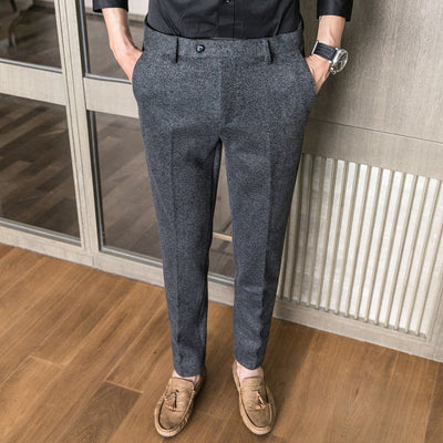 ICPANS Woolen Office Suit Pants Men Slim British Style Wool Business Formal Dress Trousers 2020