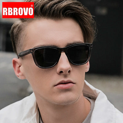 RBROVO Vintage Polarized Sunglasses Men 2021 Luxury Mirror Square Eyeglasses Men/Women Retro Polarized Sun Glasses For Men UV400