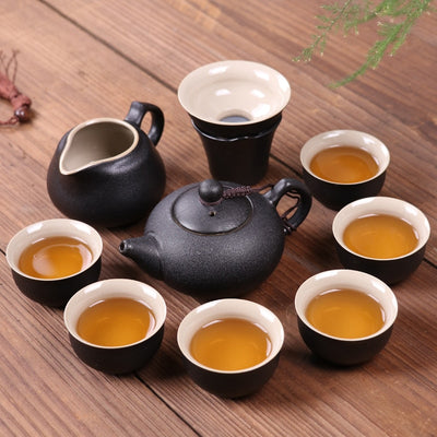 Chinese Black crockery ceramic teapot kettles tea cups porcelain kung fu tea set drinkware for Tea ceremony