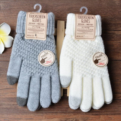 Winter Men/Women Warm Jacquard Stretch Knit Gloves Female Solid Magic Accessories Wool Full Finger Gloves Thicken Mittens B38