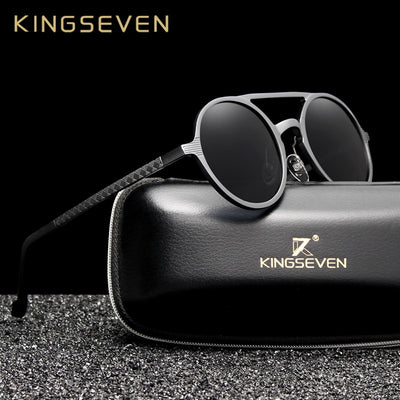 KINGSEVEN Aluminum Men&#39;s Round Sunglasses Polarized Men Punk Vintage Eyewear Accessories Sun Glasses Driving Retro Sun glasses