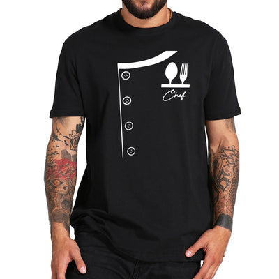 Chef T shirt Fake Suit Cook Printed Tees Cotton Funny Summer Top High Quality Loose O-neck T-shirt EU Size