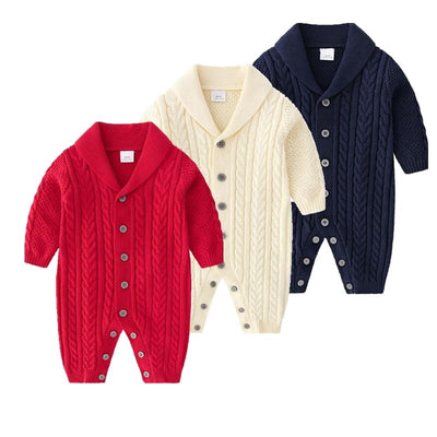 2022 Autumn- Winter Handsome clothing for Boys girls Kids 3 Colors Long Sleeve Knitting rompers Clothes For Newborn baby coats