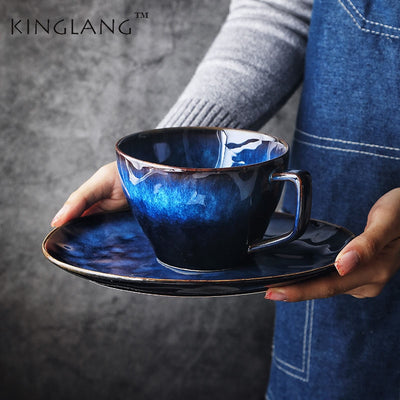 KINGLANG One person european-style creative western breakfast tableware set household ceramic plate milk cup oatmeal bowl