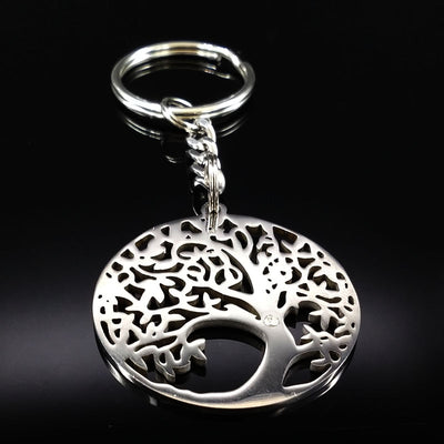 Tree of Life Keychain Stainless Steel Key Chain Women Bag Accessories Keyring For Men Gift souvenir biblo llaveros mujer K32S01