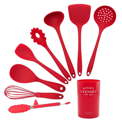 5-9PCS Cooking Tools Set Premium Silicone Kitchen Cooking Utensils Set with Storage Box Turner Tongs Spatula Soup Spoon Strainer
