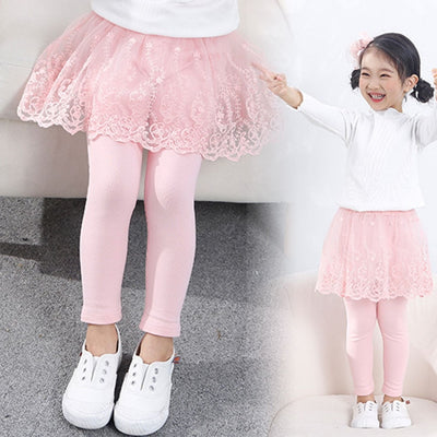 2021 Cotton Baby Girls Leggings Lace Princess Skirt-pants Spring Autumn Children Slim Skirt Trousers for 2-6 Years Kids Clothes