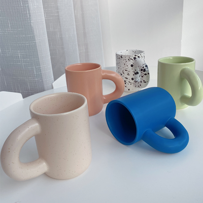 Ceramic Mug Fat Handle Coffee Mug New Hand-glazed Stained Dirty Cup Hand Pinch Klein Blue Mark Milk Cup