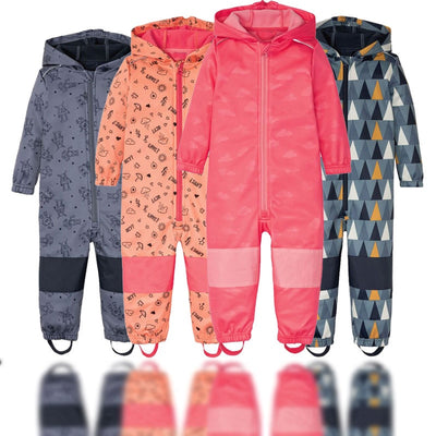 2021 2-10 year old children&#39;s outdoor coveralls, windproof and rainproof jumpsuits, soft shell jackets kids clothes
