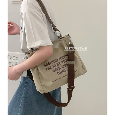 Women's School-Style Letter Bag Canvas Bag