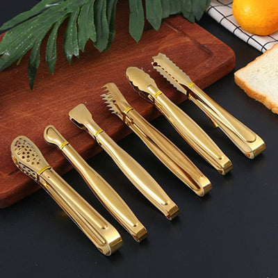 Dropshipping Stainless Steel Non-stick Kitchen BBQ Tongs Smart Grill Meat Food Clip Cooking Clamp Gold/Silver Accessories