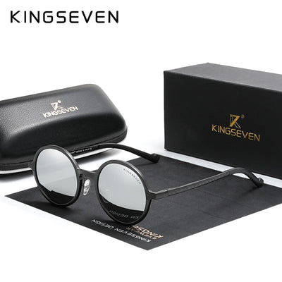 KINGSEVEN Men's Glasses Polarized Steampunk Round Sunglasses Men Retro Women Sun Glasses For Men Vintage Style