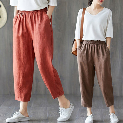 2022 Summer Women&#39;s Pants Cotton Harem Pants Loose Casual High Waist Pants Oversize Woman Clothes Fashion Solid Color