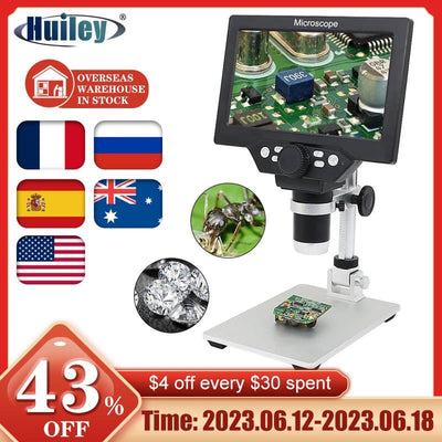 1200X Microscope Digital Portable 7&quot; LCD Video Microscope 12MP for Soldering Electronic PCB Inspection Continuous Zoom