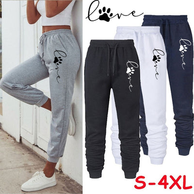 Women Cat Paw Printed Sweatpants High Quality Cotton Long Pants Jogger Trousers Outdoor Casual Fitness Jogging Pants