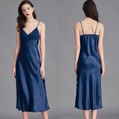 Nightgowns For Women Long Sleeveless Night Gowns Satin Silk Chemise Lingerie Slip Dress Sexy Nightwear Sleep Shirt for Ladies