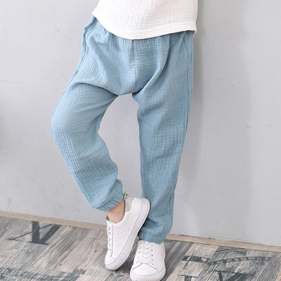 2-7 Yrs Linen Pleated 2023 Baby Boys Girls Summer Cotton Harem Baggy Pants Kids Clothes Children Sweatpants Trousers Breathable