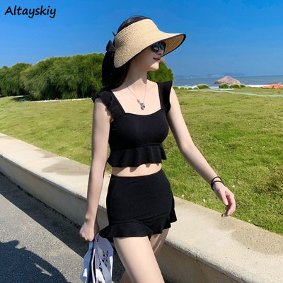 Bikini Set Women Sexy Popular Fit Street Wear Holiday Swimsuit Summer Cool Thin Clothing All-match Young Ladies College Cute Ins