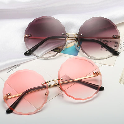 Vintage Round Sunglasses Women Men 2020 Fashion Rimless Glasses Retro Pink Sun Glasses Women UV400 Shades Oculos