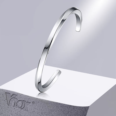 Vnox Vintage Stainless Steel Bangle for Men Women Mobius Twisted Cuff Bracelet Unisex Casual Pulseira Gents Jewelry
