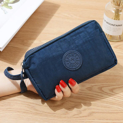 Geestock Women Wallets 3 Layer Wallet for Women Purse Clutch Phone Coin Pouch Canvas Cards ID Keys Money Bags Makeup Pocket