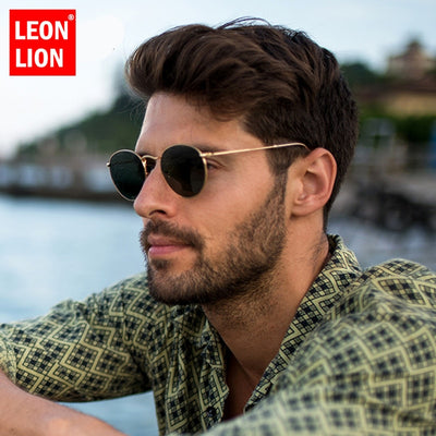 LeonLion 2022 Fashion Retro Sunglasses Men Round Vintage Glasses for Men/Women Luxury Sunglasses Men Small Lunette Soleil Homme
