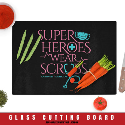 Superheroes Rectangle Glass Cutting Board