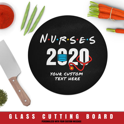Nurse 2020 Round Glass Cutting Board
